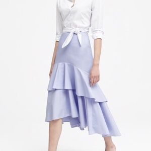 NWT BANANA REPUBLIC Maxi Skirt Tiered Ruffles Light Blue